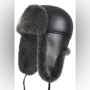 UNISEX Shearling Sheepskin Aviator Winter Fur Hat Sz XXL